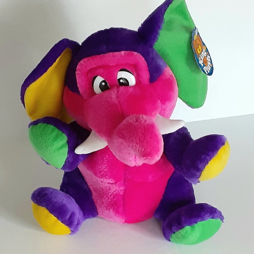 NWT King Plush Stuffed Animal Multicolor Elephant Soft Cuddly Toys Gift 2002 12"